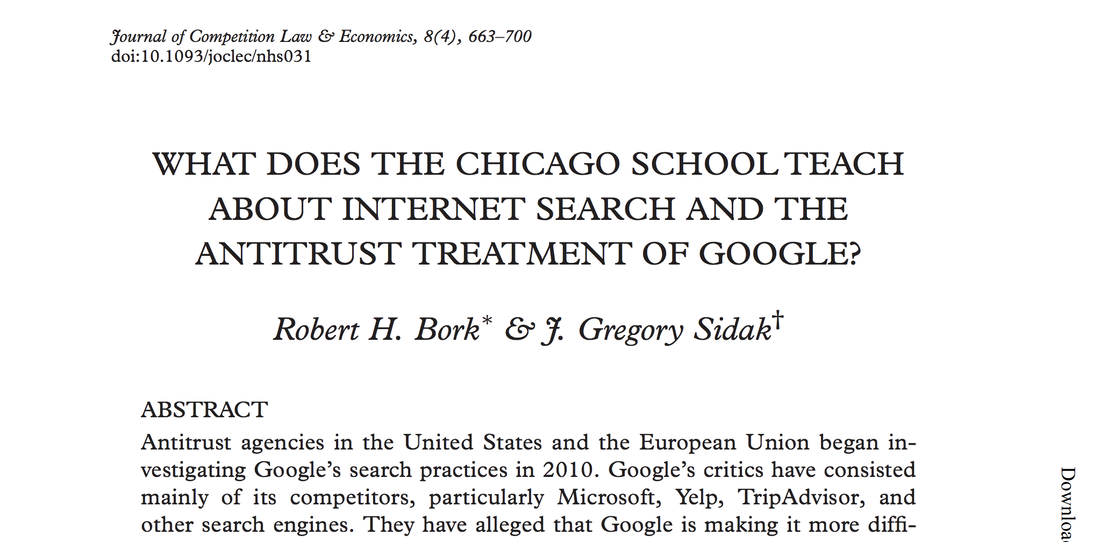 WHAT DOES THE CHICAGO SCHOOL TEACH ABOUT INTERNET SEARCH AND THE ANTITRUST TREATMENT OF GOOGLE?